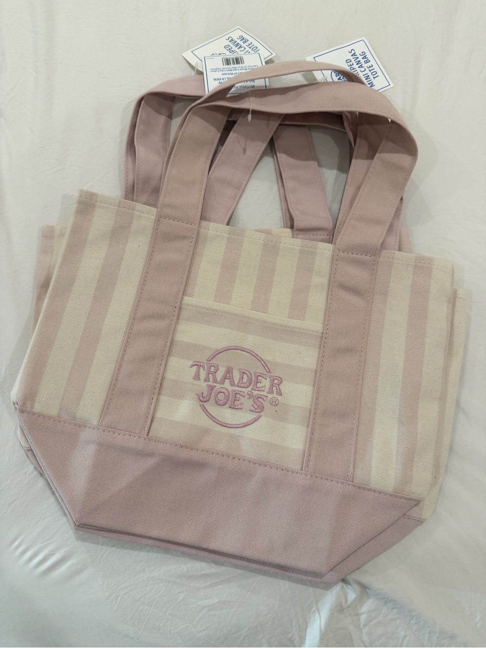 Pink Striped Canvas Tote Bag - Trader Joe’s